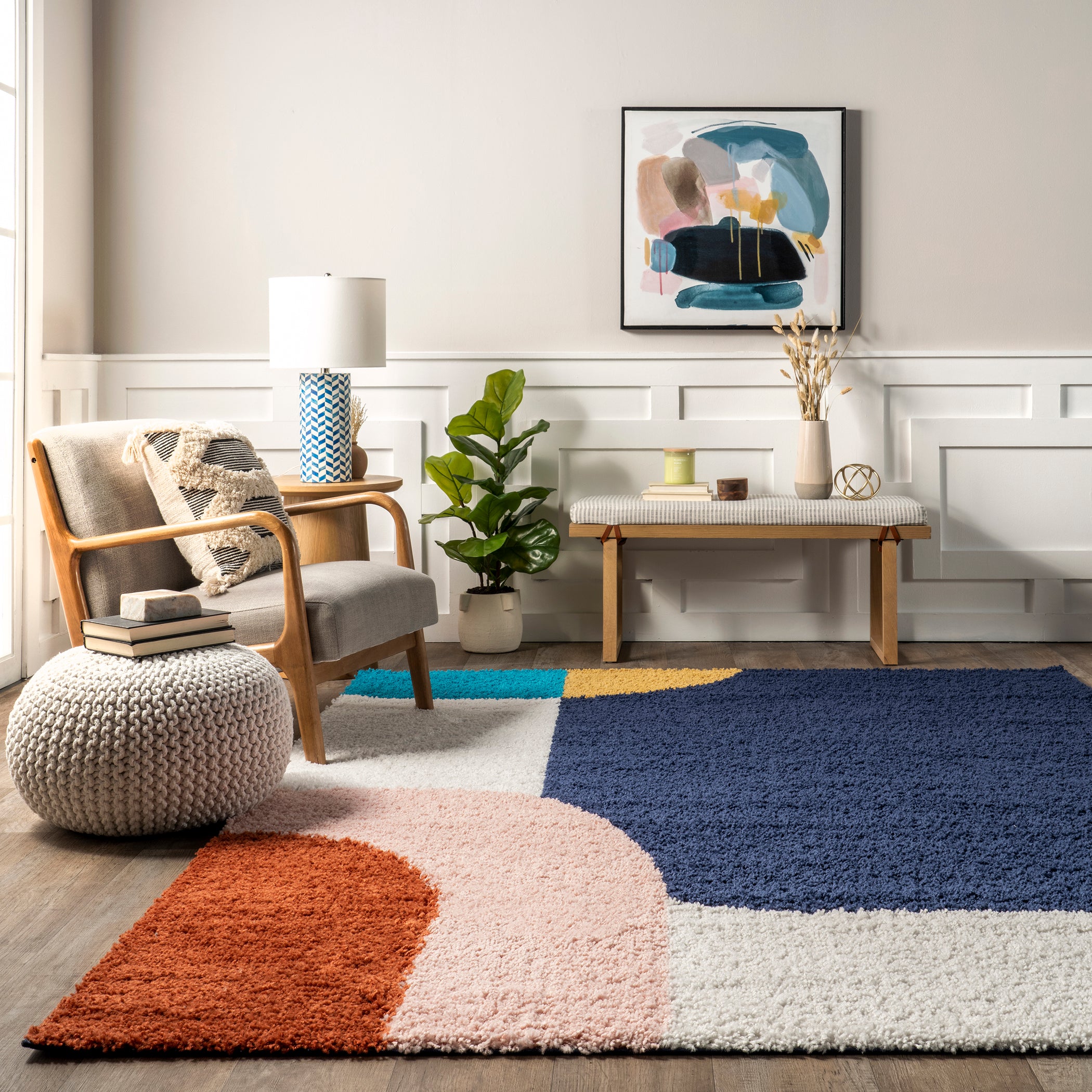 Ellyn Abstract Shapes Shag Area Rug — nuLOOM