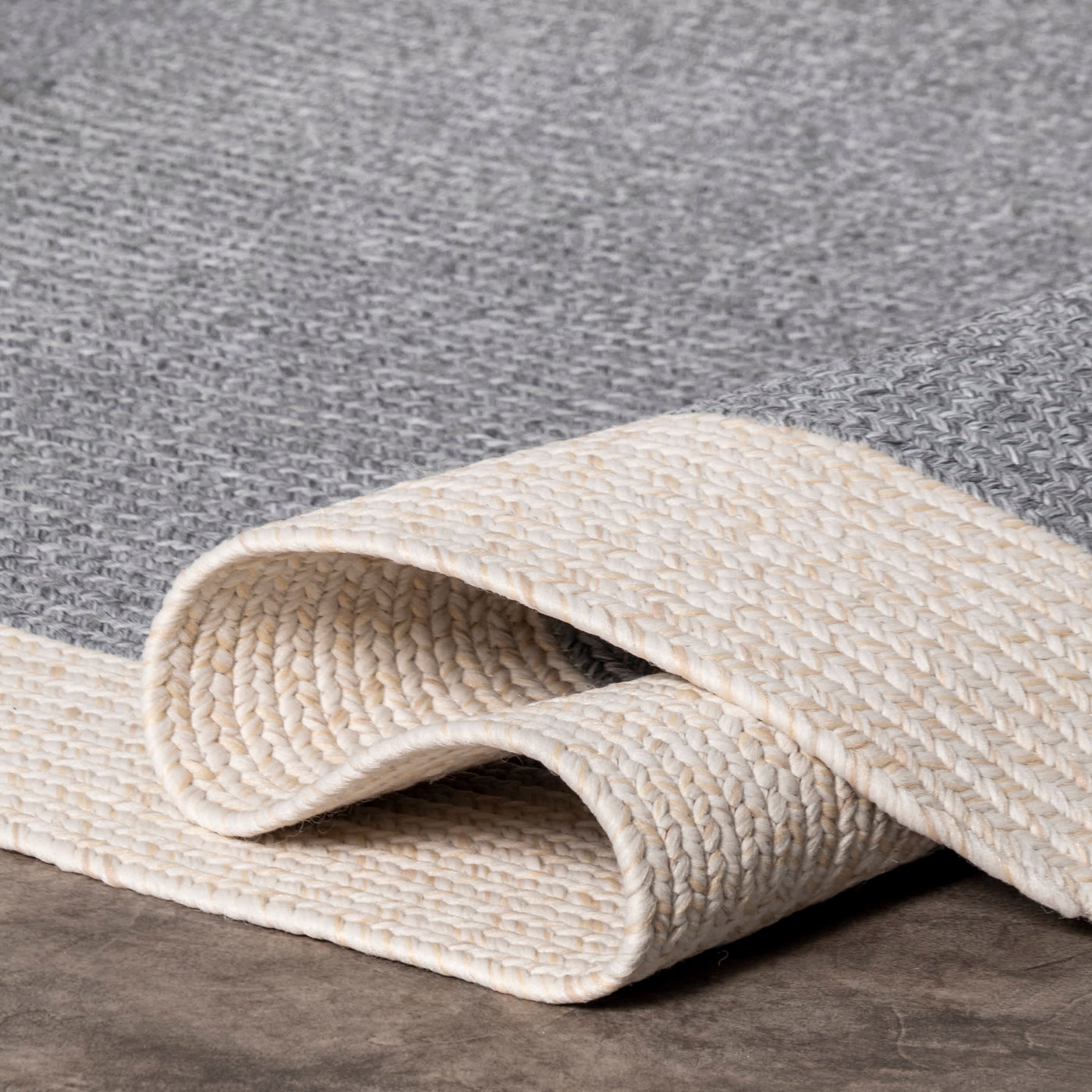 Indoor/Outdoor Braided Solid Border Delaine Area Rug — nuLOOM