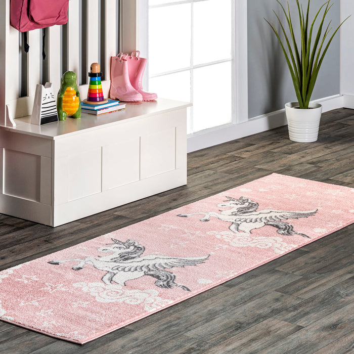 Emmie Flying Unicorn Nursery Area Rug