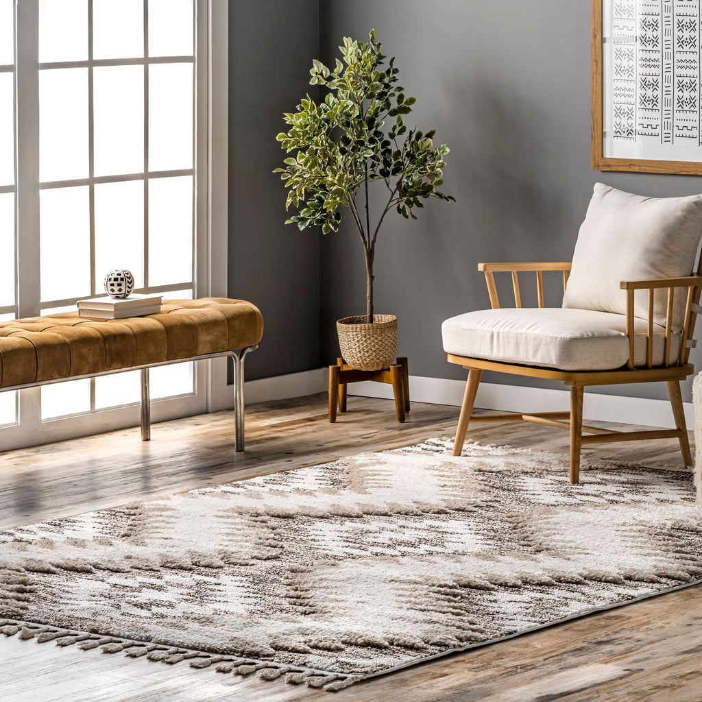 Adelade Aztec High Low Shaggy Tassel Area Rug — nuLOOM