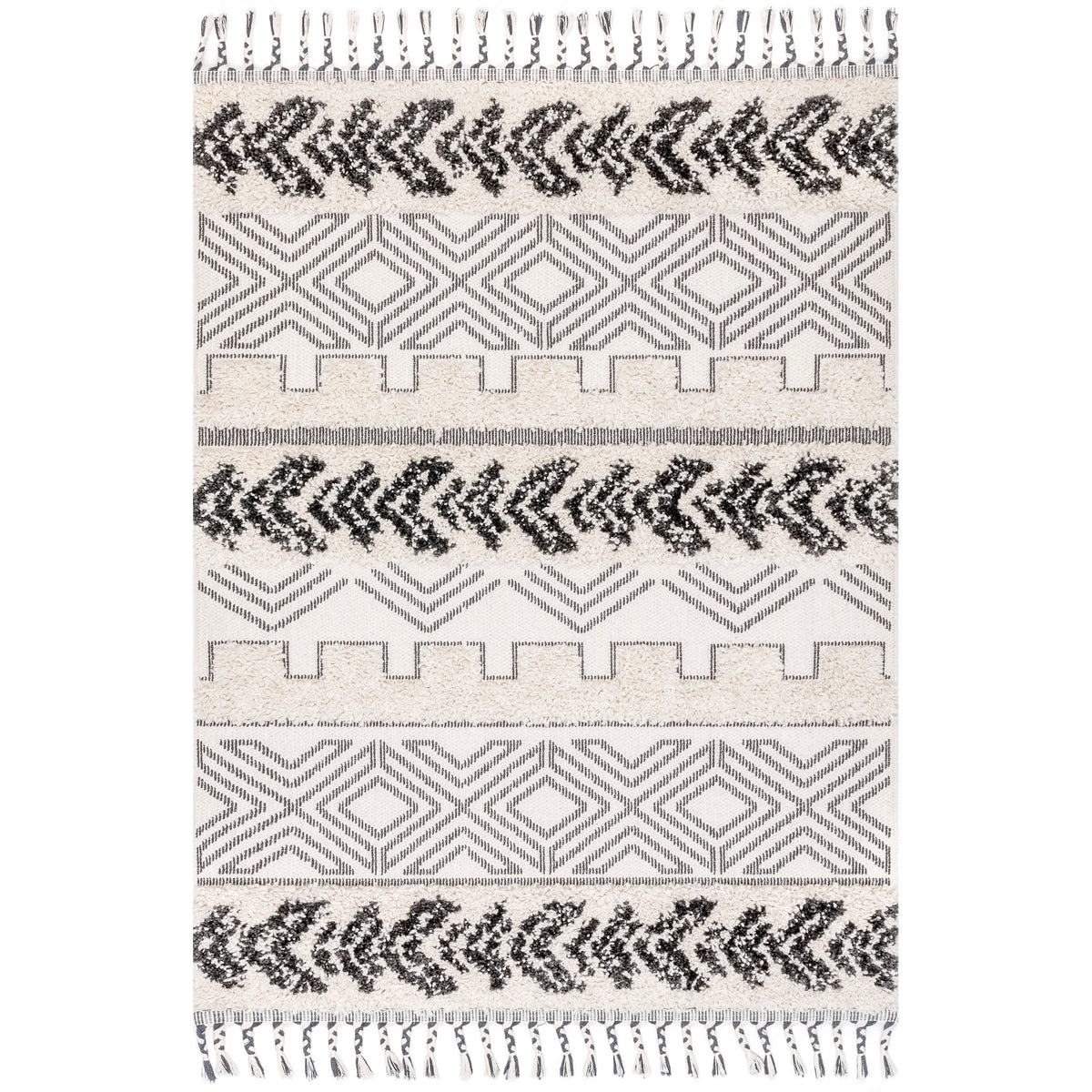 Zuri Shaggy Banded Tribal Area Rug — nuLOOM