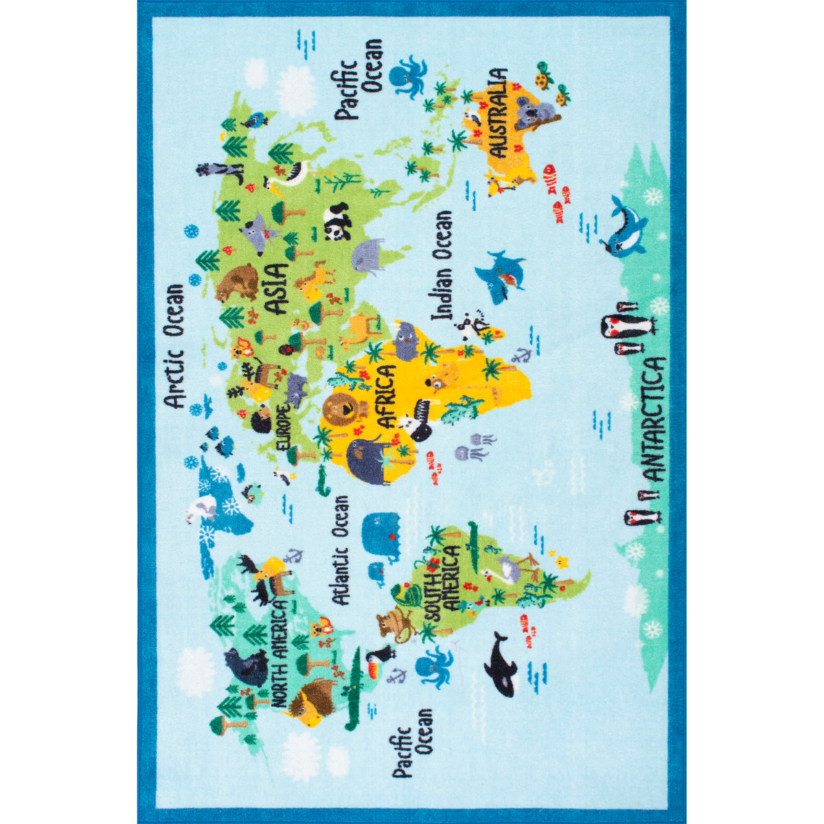 Animal World Map Area Rug — nuLOOM