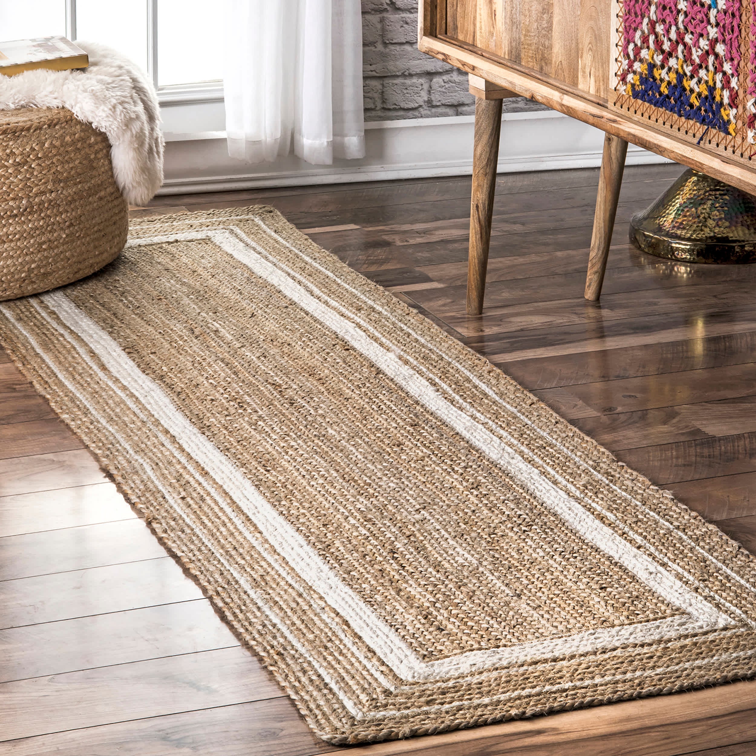 Braided Rikki Border Jute Area Rug — nuLOOM