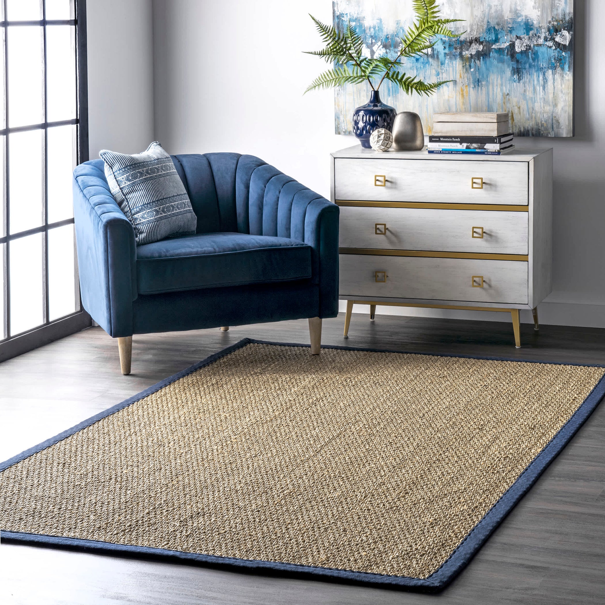 Elijah Seagrass with Border Area Rug — nuLOOM