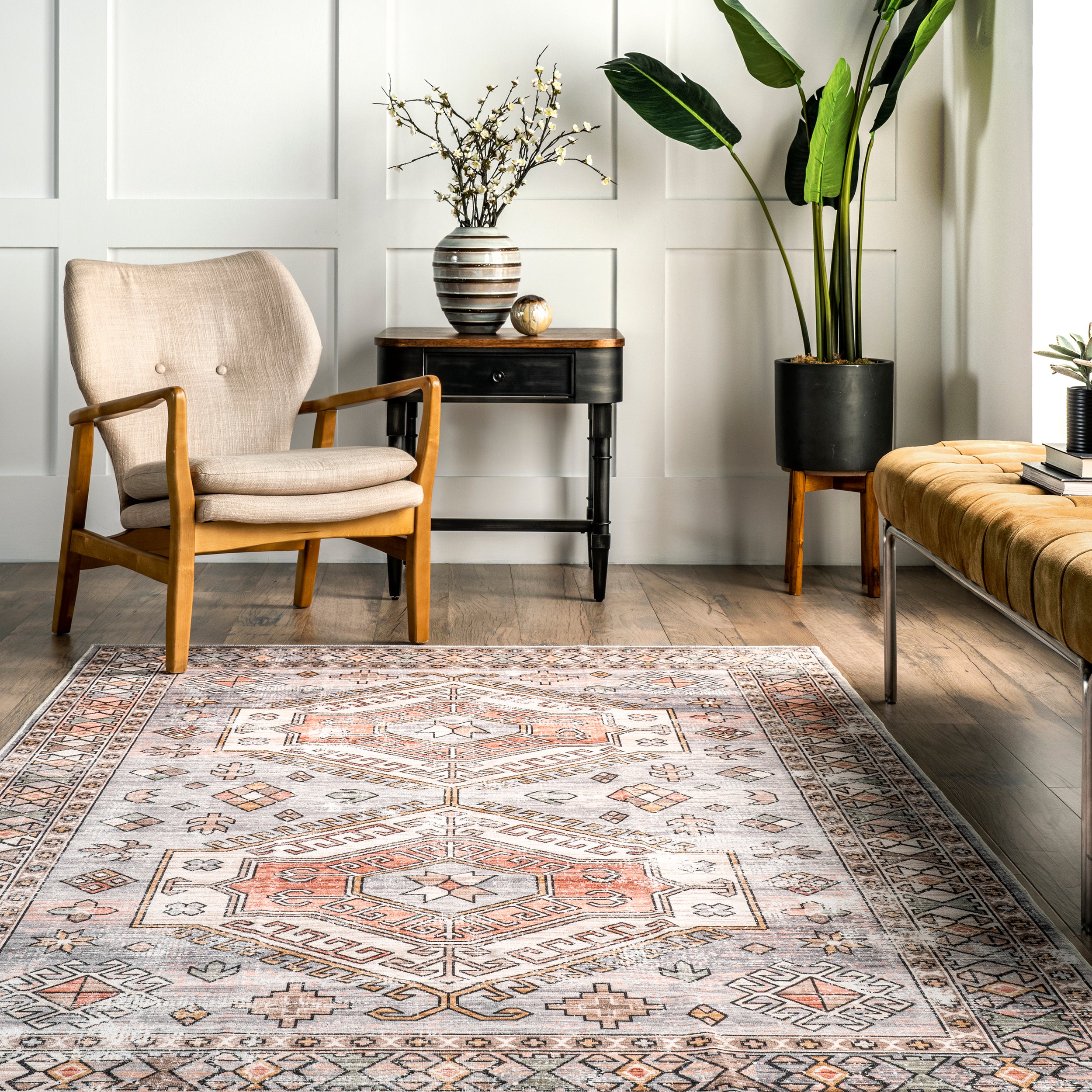 Mae Tribal Motif Machine Washable Area Rug — nuLOOM