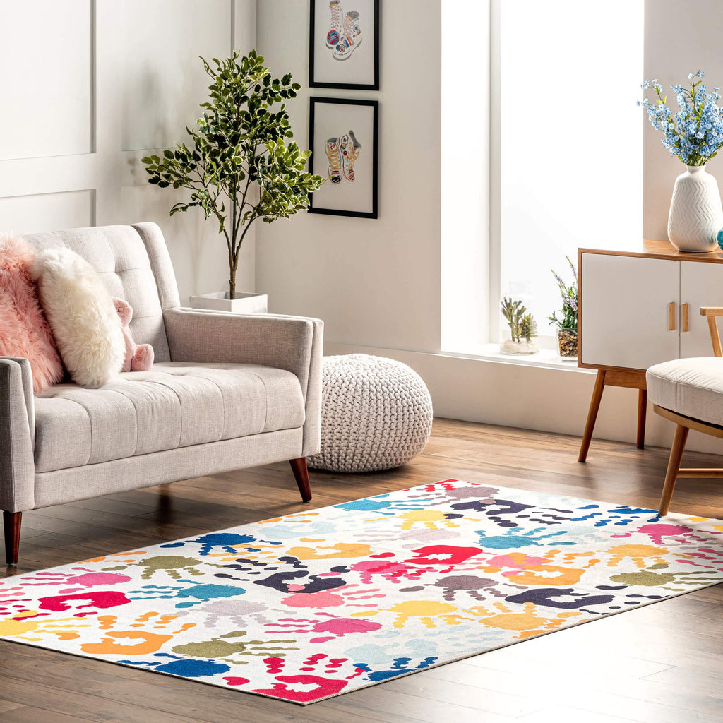 Pinkie Machine Washable Handprint Kids Area Rug — nuLOOM