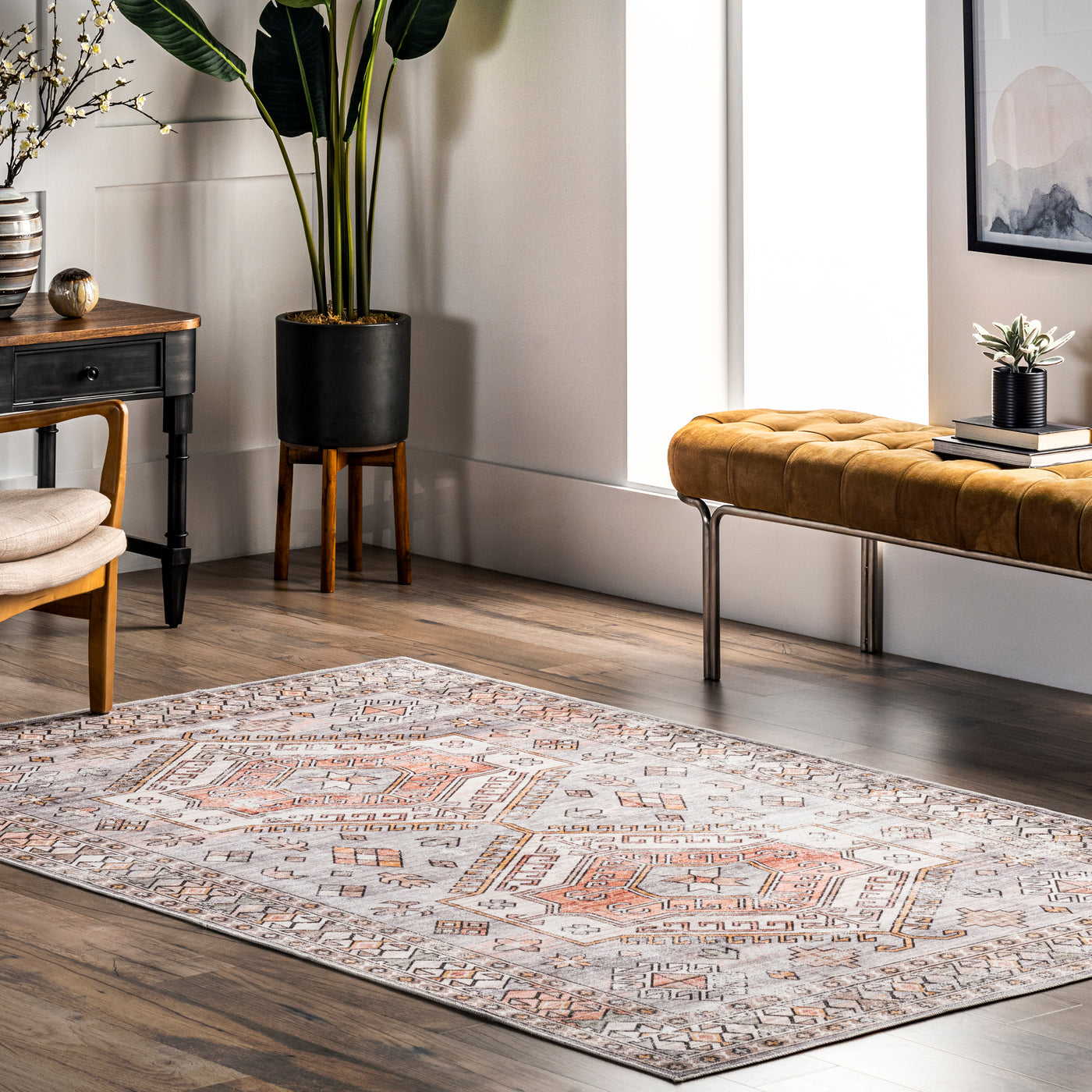 Mae Tribal Motif Machine Washable Area Rug — nuLOOM