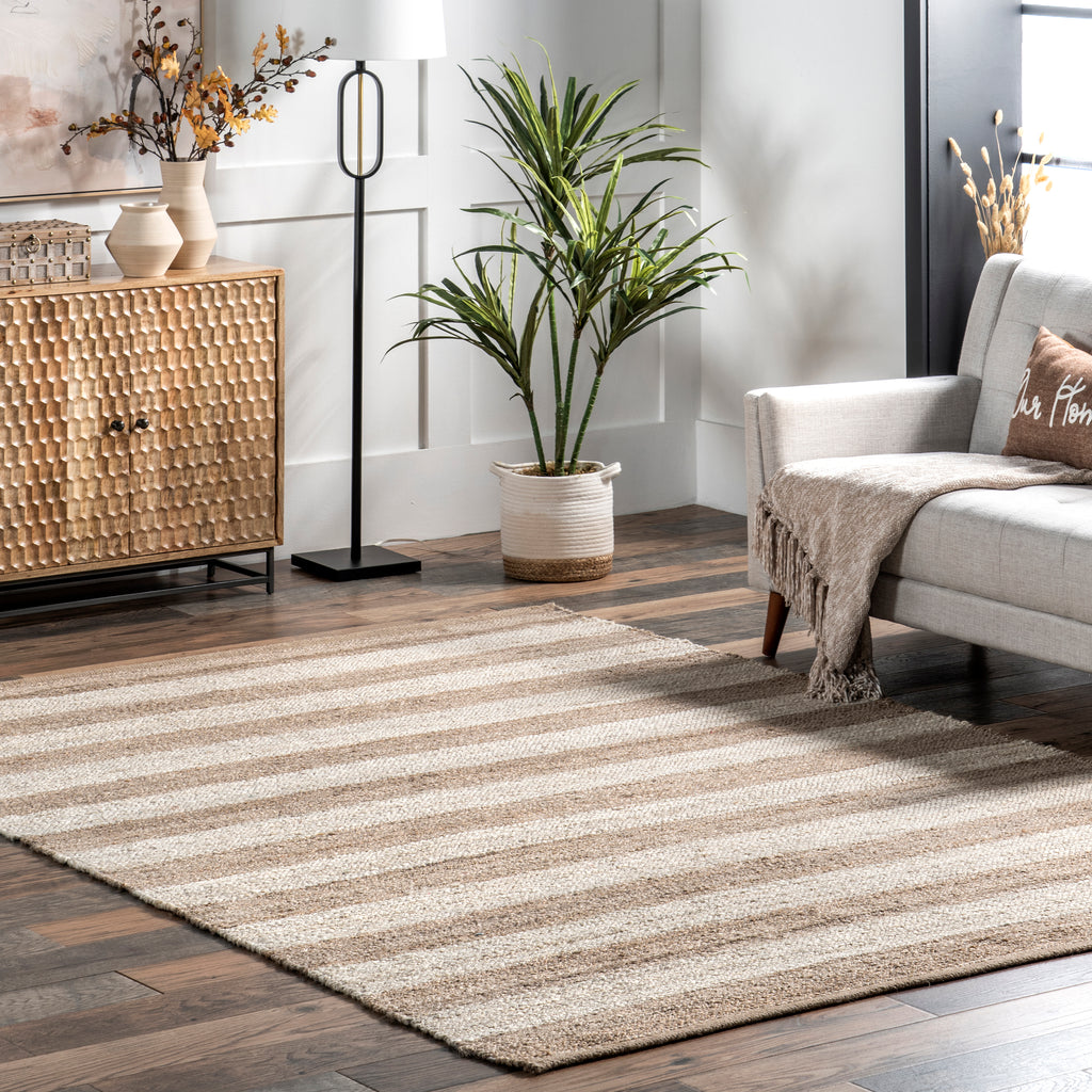 Alisia Flatweave Striped Jute Area Rug — nuLOOM