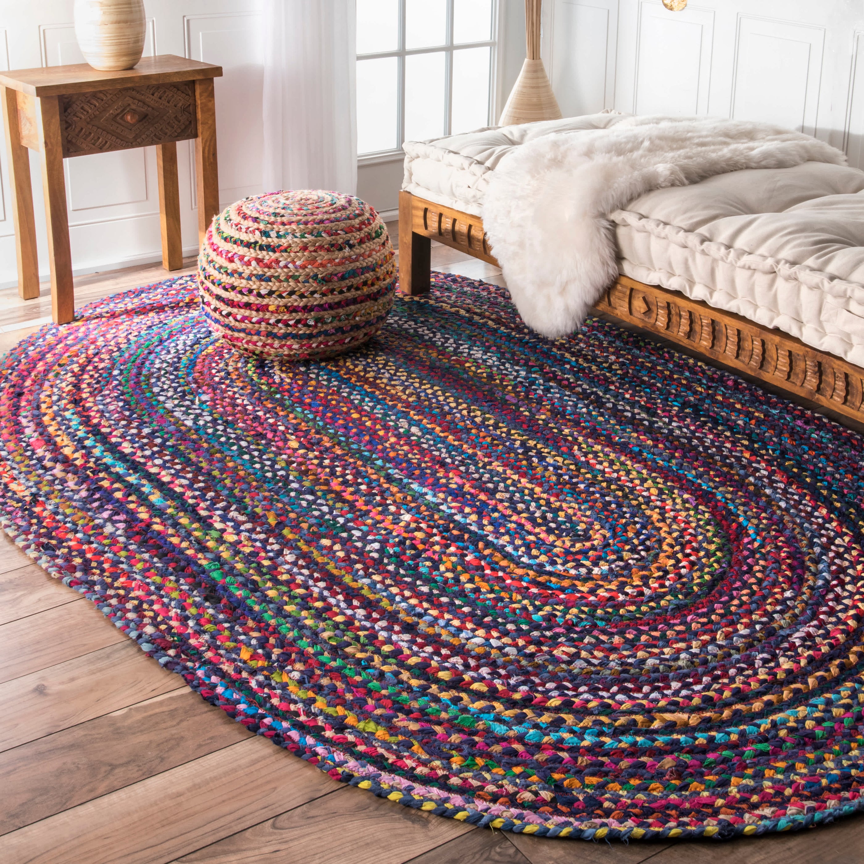nuLOOM Tammara Hand Braided Tappeto Area, Cotone, Multicolore, 4' Square nuLOOM Tammara Hand Braided Tappeto Area, Cotone, Multicolore, 4' Square